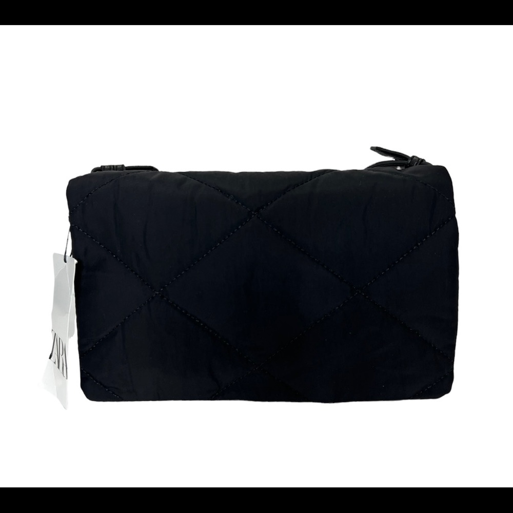 Zara Womens Crossbody Bag Black Quilt Shoulder Bag Purse Adjustable Strap New - Picture 12 of 13